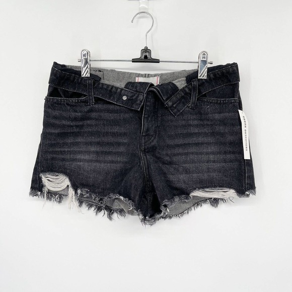 Urband Outftters BDG Foldover Denim Short Size 27‎ Black V-Front Distressed NWT - Picture 1 of 9